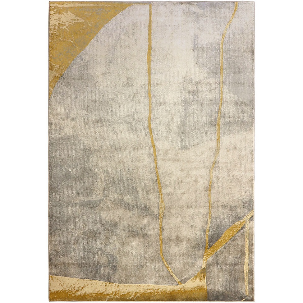 Tapete Perfeita Ouro Retangular Veludo (300x400) Cinza e Dourado