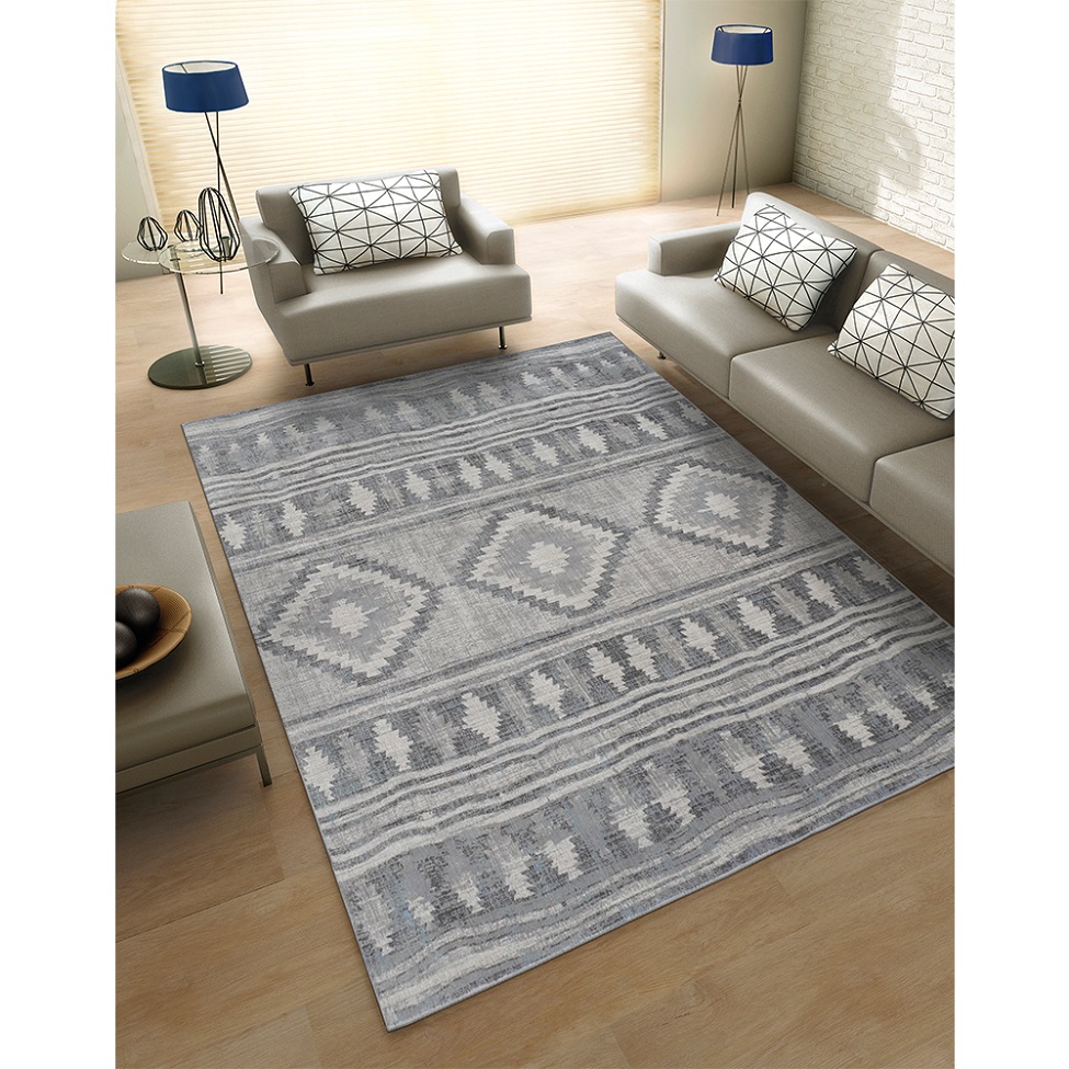 Tapete Retangular Mykonos Tri Veludo (195x250) Cinza