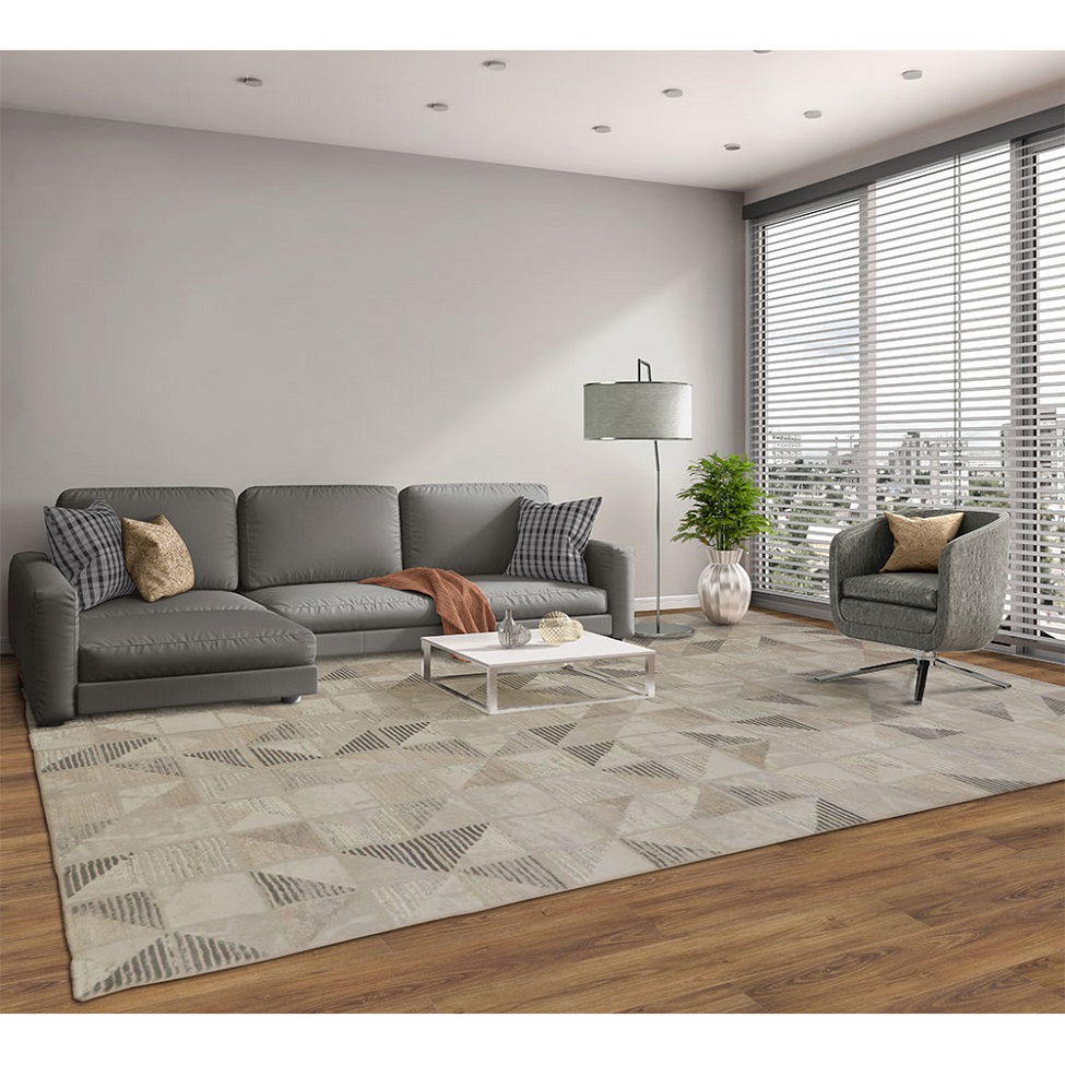 Tapete Rimma Cornner Retangular Veludo (300x400) Cinza