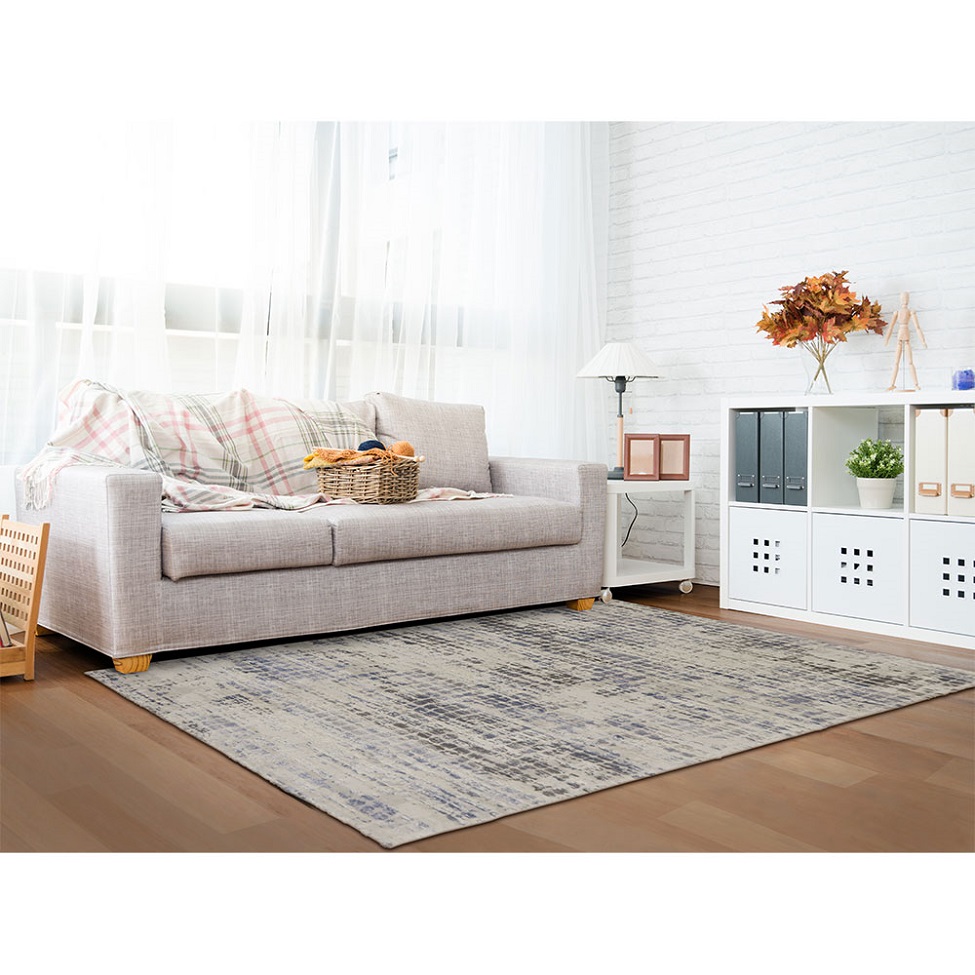 Tapete Rimma Square Retangular Veludo (150x200) Cinza