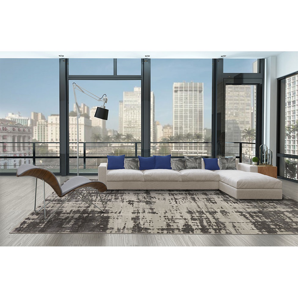Tapete Rimma Street Retangular Veludo (300x400) Cinza