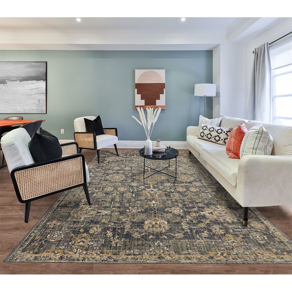 Tapete Rosimarie Gold Retangular Veludo (200x300) Cinza