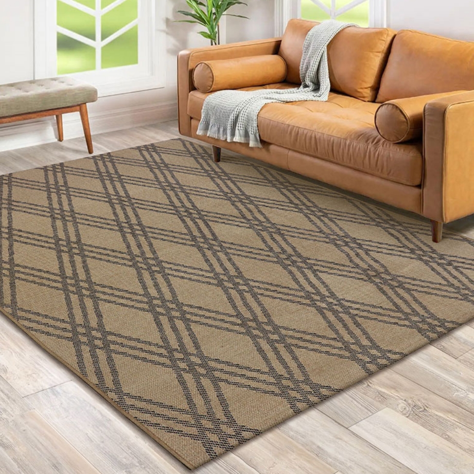 Tapete Sarja Retangular Roselan (100x150) Bege e Preto