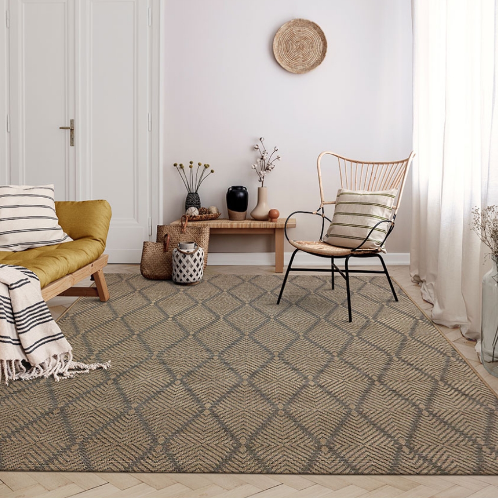 Tapete Sarja Retangular Roselan (150x200) Bambu e Preto