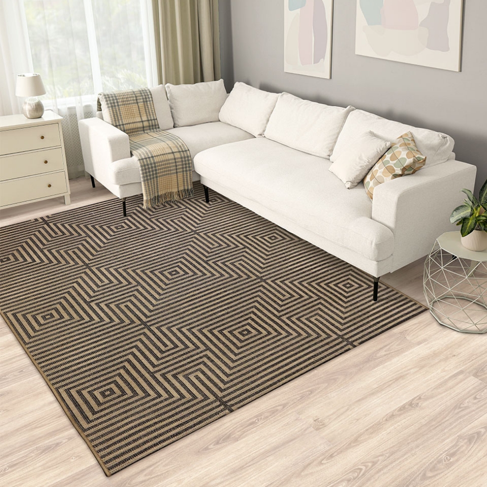 Tapete Sarja Retangular Roselan (200x250) Fibra e Preto