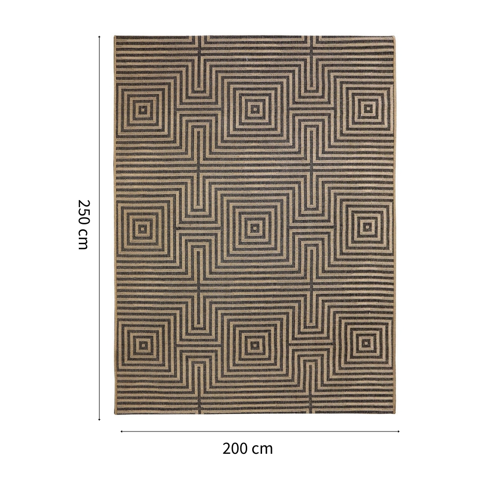 Tapete Sarja Retangular Roselan (200x250) Fibra e Preto
