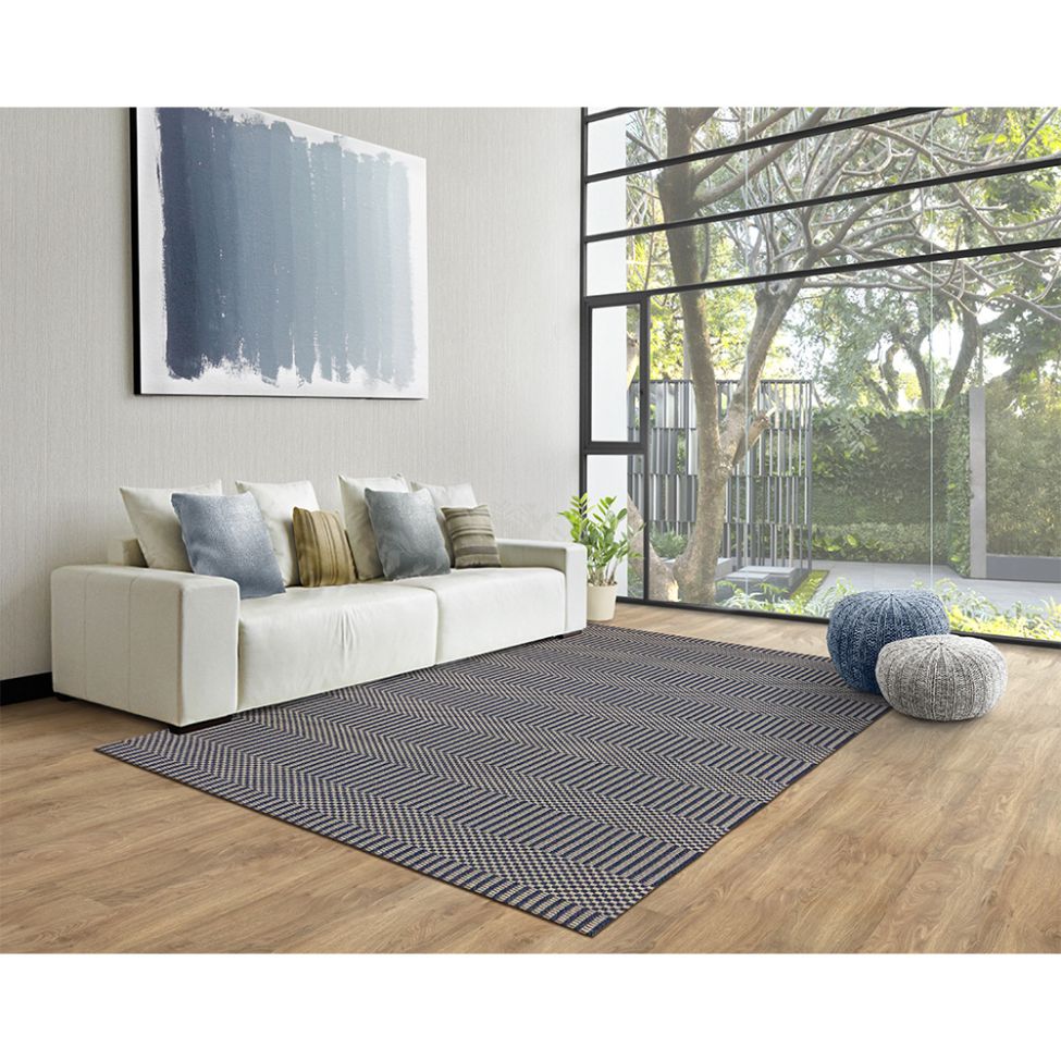 Tapete Serido Retangular Polipropileno (142x220) Grey e Navy
