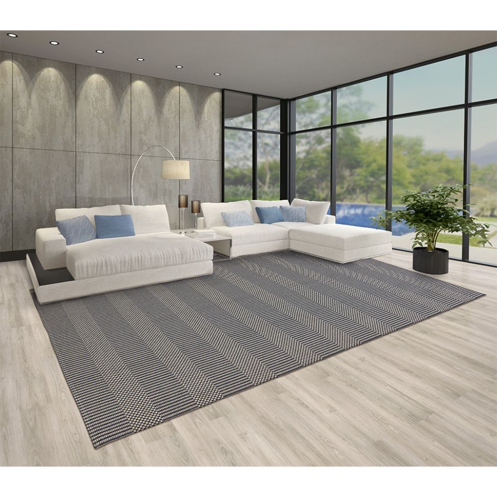 Tapete Serido Retangular Polipropileno (230x300) Grey e Navy