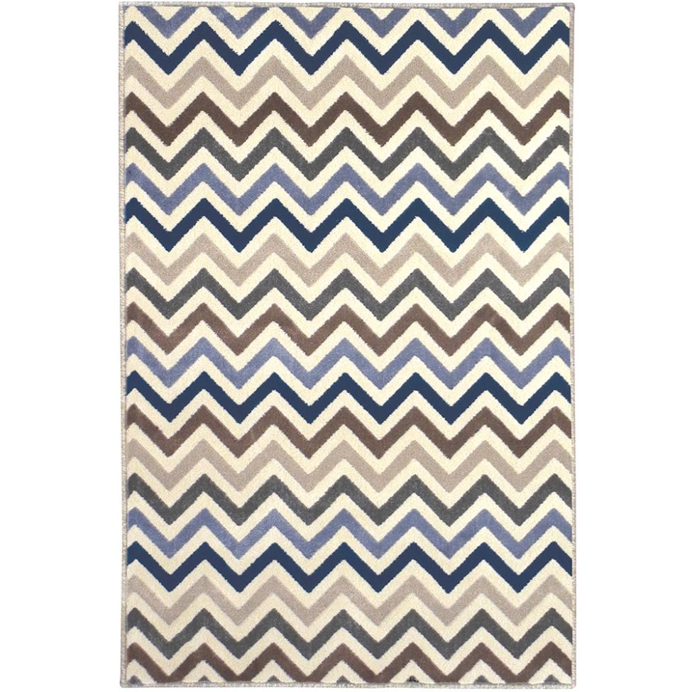 Tapete Supreme Retangular Polipropileno (100x150) Azul e Cinza