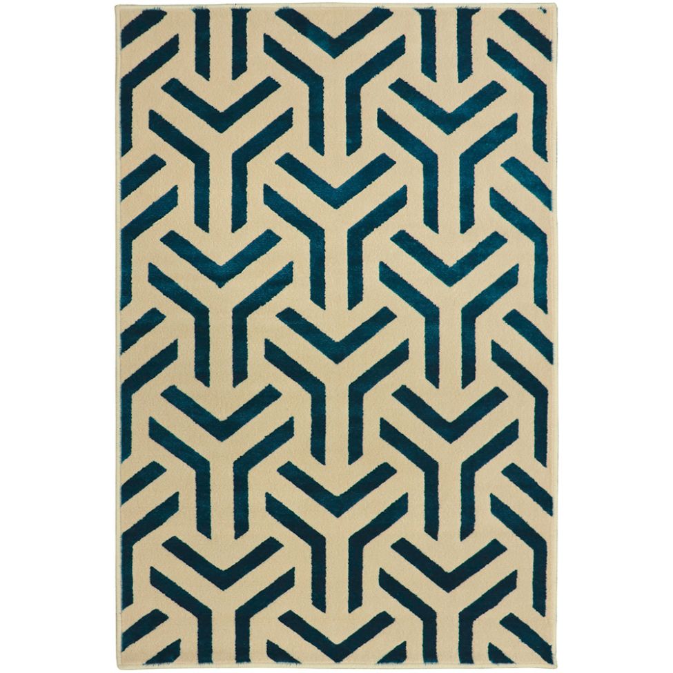 Tapete Supreme Retangular Polipropileno (100x150) Bege e Azul
