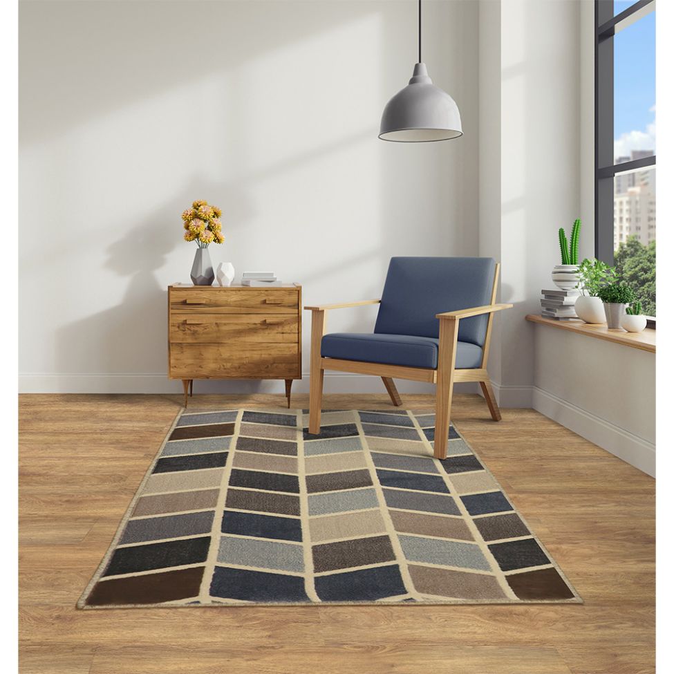 Tapete Supreme Retangular Polipropileno (100x150) Cinza e Azul