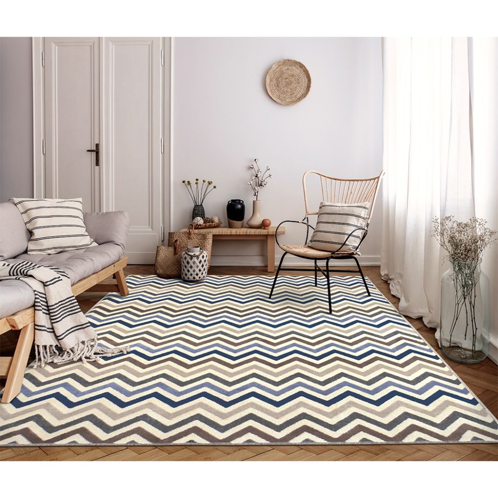 Tapete Supreme Retangular Polipropileno (150x200) Azul e Cinza