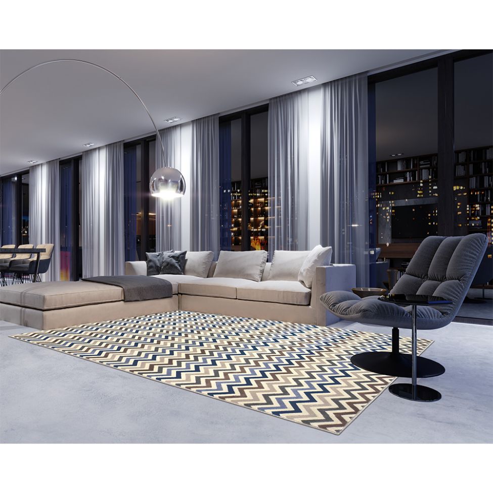Tapete Supreme Retangular Polipropileno (200x300) Azul e Cinza