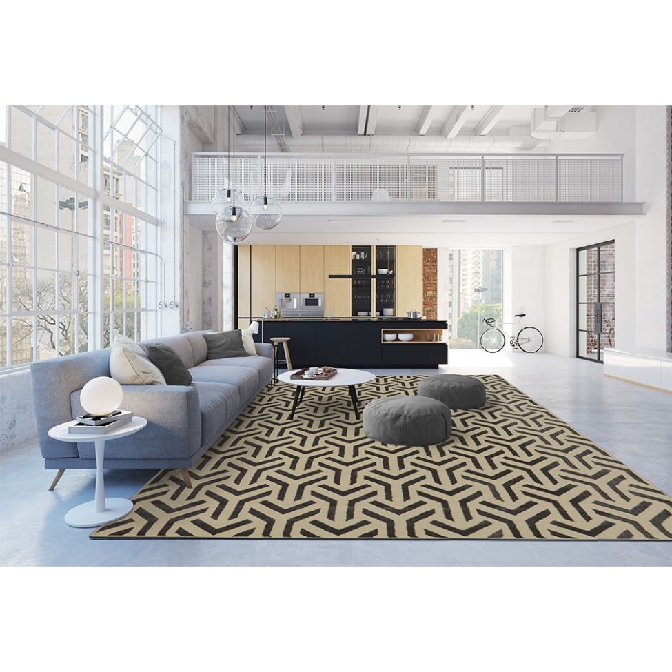 Tapete Supreme Retangular Polipropileno (250x300) Bege e Preto