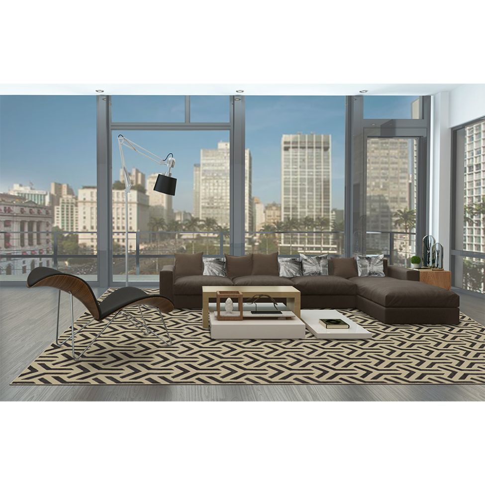 Tapete Supreme Retangular Polipropileno (300x400) Bege e Preto