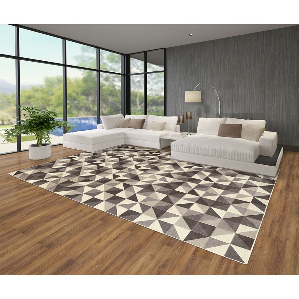 Tapete Supreme Retangular Polipropileno (400x500) Cinza e Branco