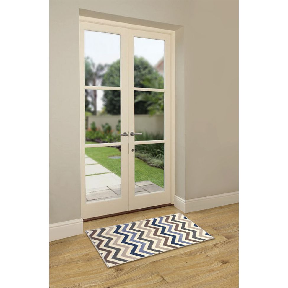 Tapete Supreme Retangular Polipropileno (50x100) Azul e Cinza