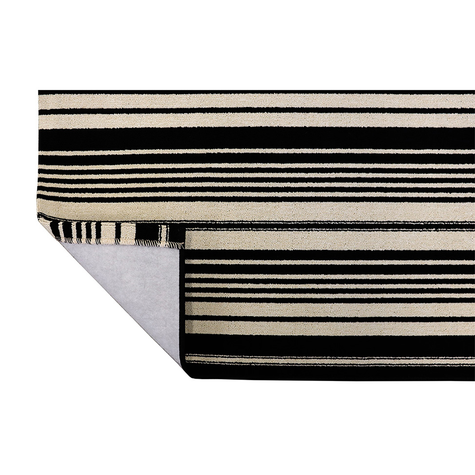 Tapete Tufting Aruba Retangular (100x150) Bege e Preto