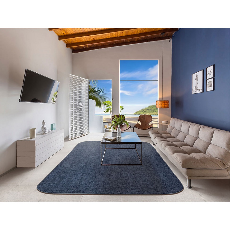 Tapete Tufting Elegant Retangular Bouclé (150x200) Azul Marinho