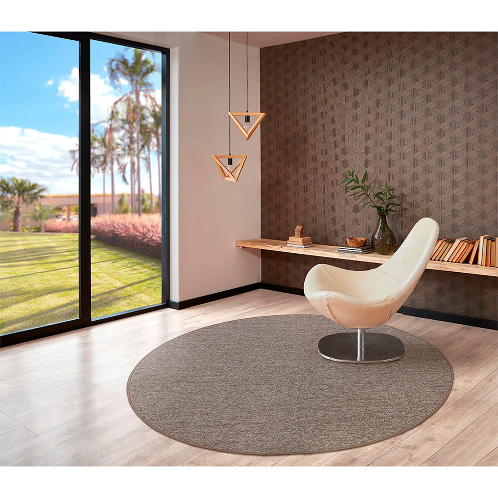 Tapete Tufting Itapuá Master Redondo Poliéster (140x140) Camurça