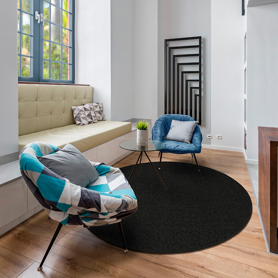 Tapete Tufting Lumiere Redondo Polipropileno (140x140) Preto