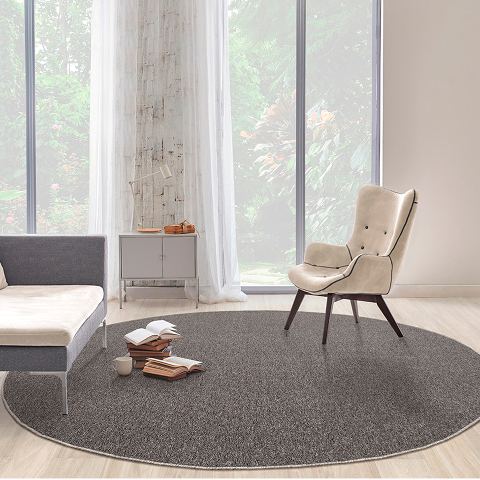 Tapete Tufting Lumiere Redondo Polipropileno (250x250) Cinza