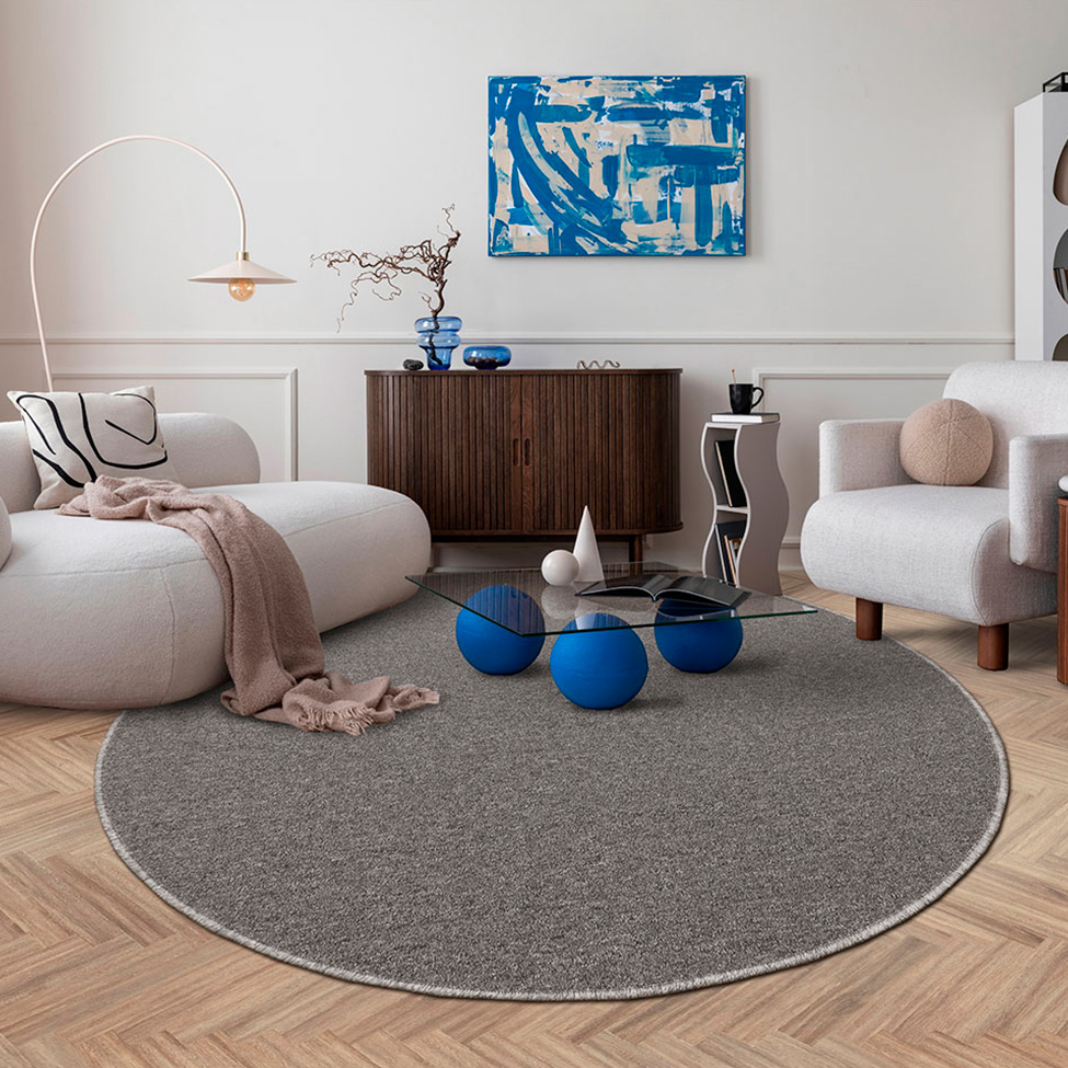 Tapete Tufting Lumiere Redondo Polipropileno (290x290) Cinza