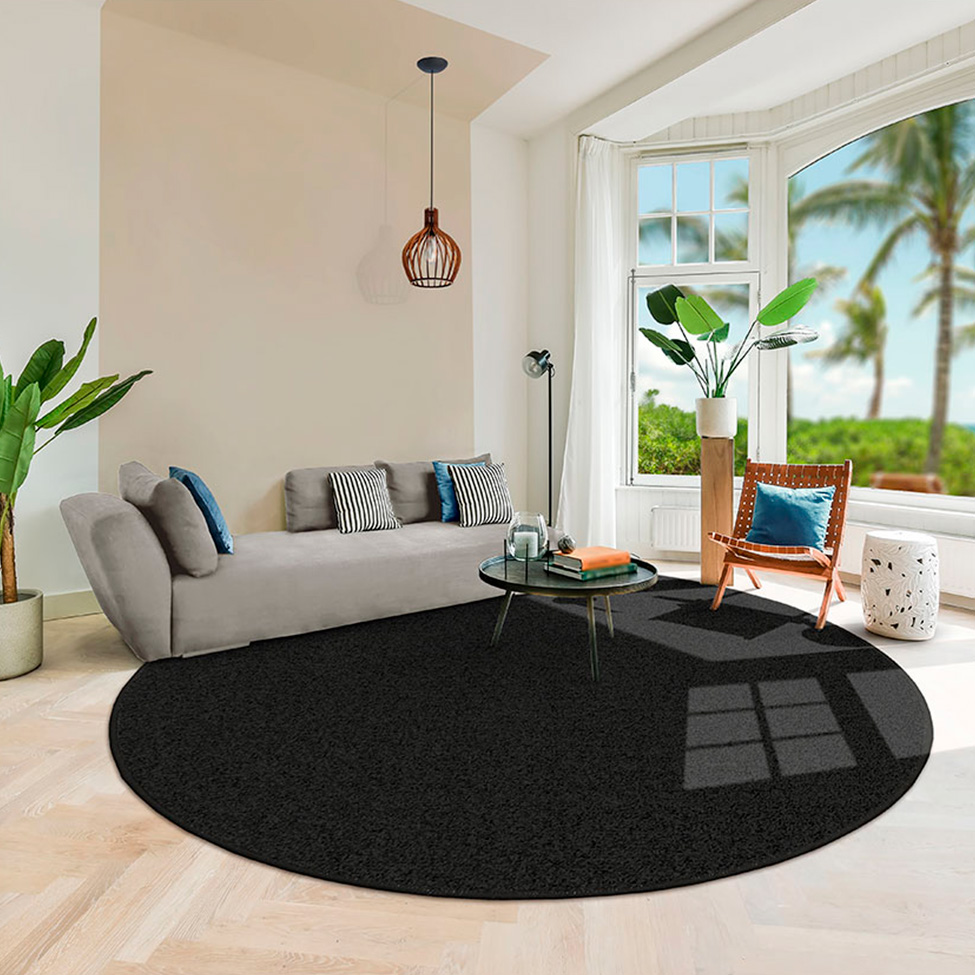 Tapete Tufting Lumiere Redondo Polipropileno (290x290) Preto