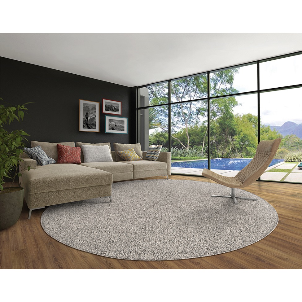 Tapete Tufting Paradise Lua Nova Redondo Bouclé (290x290) Cinza