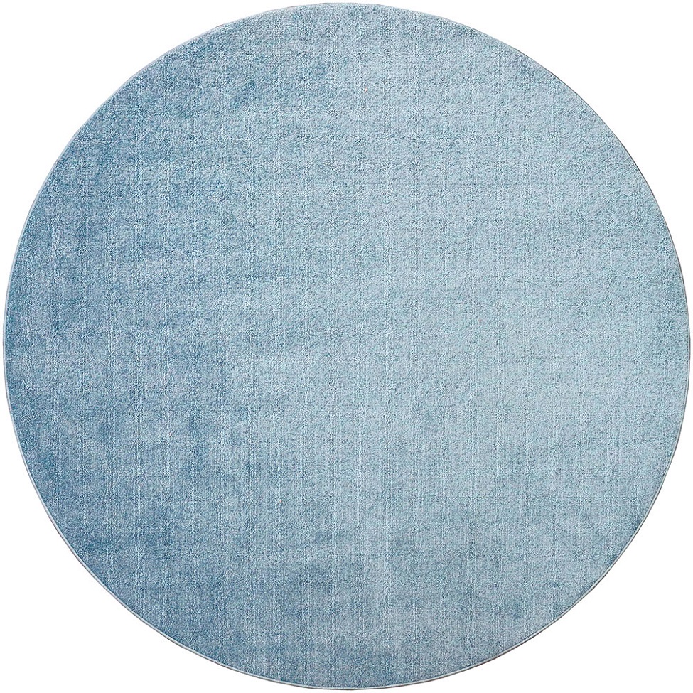 Tapete Tufting Relex Redondo Veludo (190x190) Azul Claro