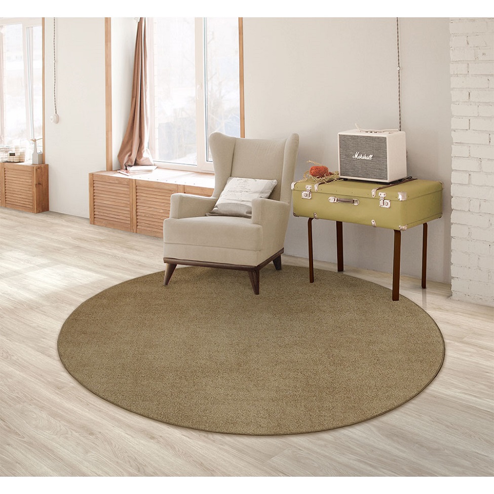 Tapete Tufting Relex Redondo Veludo (190x190) Trigo