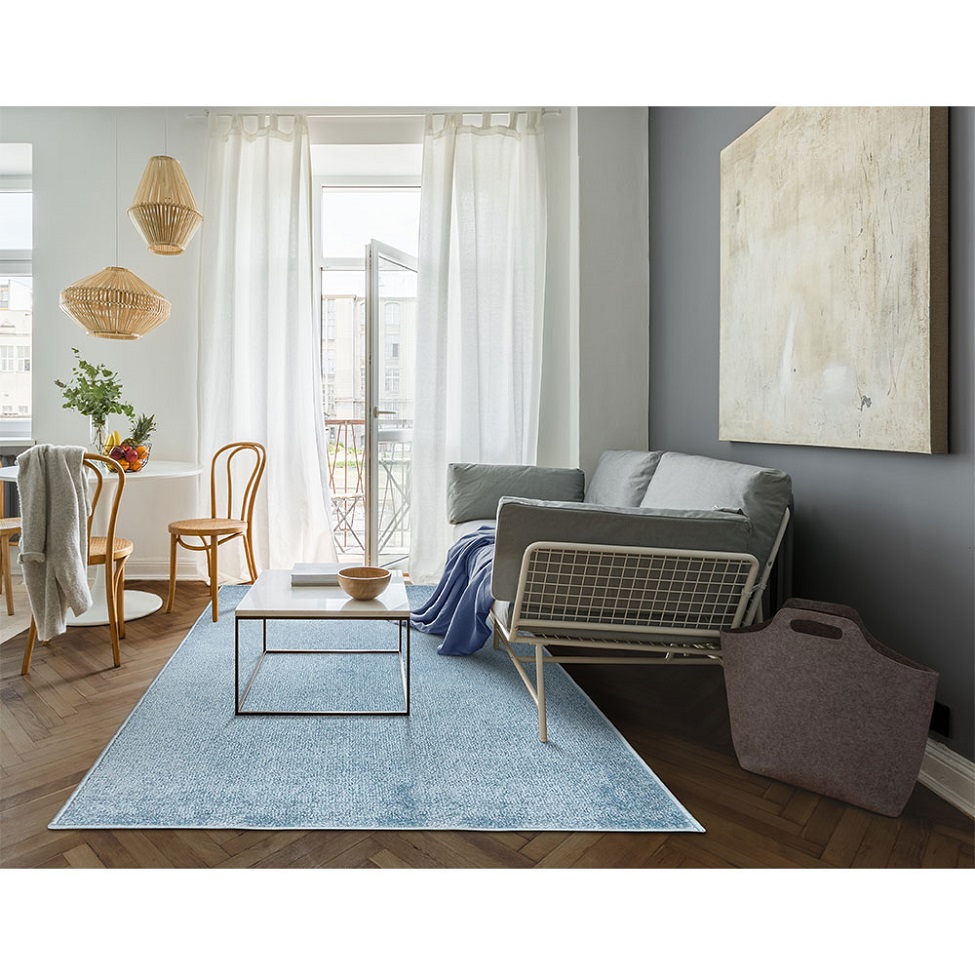 Tapete Tufting Relex Retangular Veludo (150x200) Azul Claro