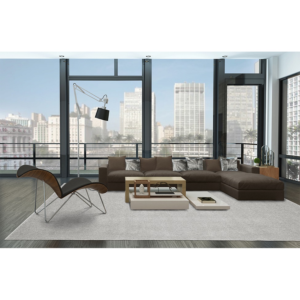 Tapete Tufting Relex Retangular Veludo (300x400) Prata