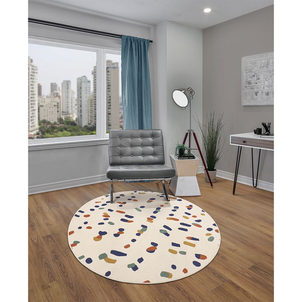 Tapete Vibe Art Redondo Algodão (140x140) Colorido