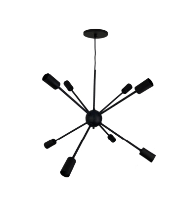 Lustre Sputinik 08 Lâmpadas E27 Preto - T.Y Iluminação