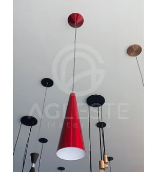 Pendente Cone Sem Furo Vermelho Metalico/Branco - T.Y Iluminação