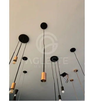 Pendente Kit Suspensão Haste Longa 01 Lâmpada E27 Preto/Cobre