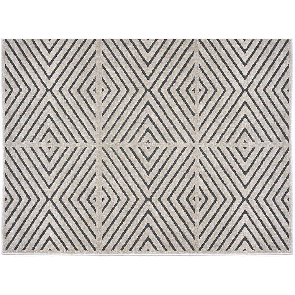 Tapete para Sala Chevron Quadros Cinza 2,00X2,90M