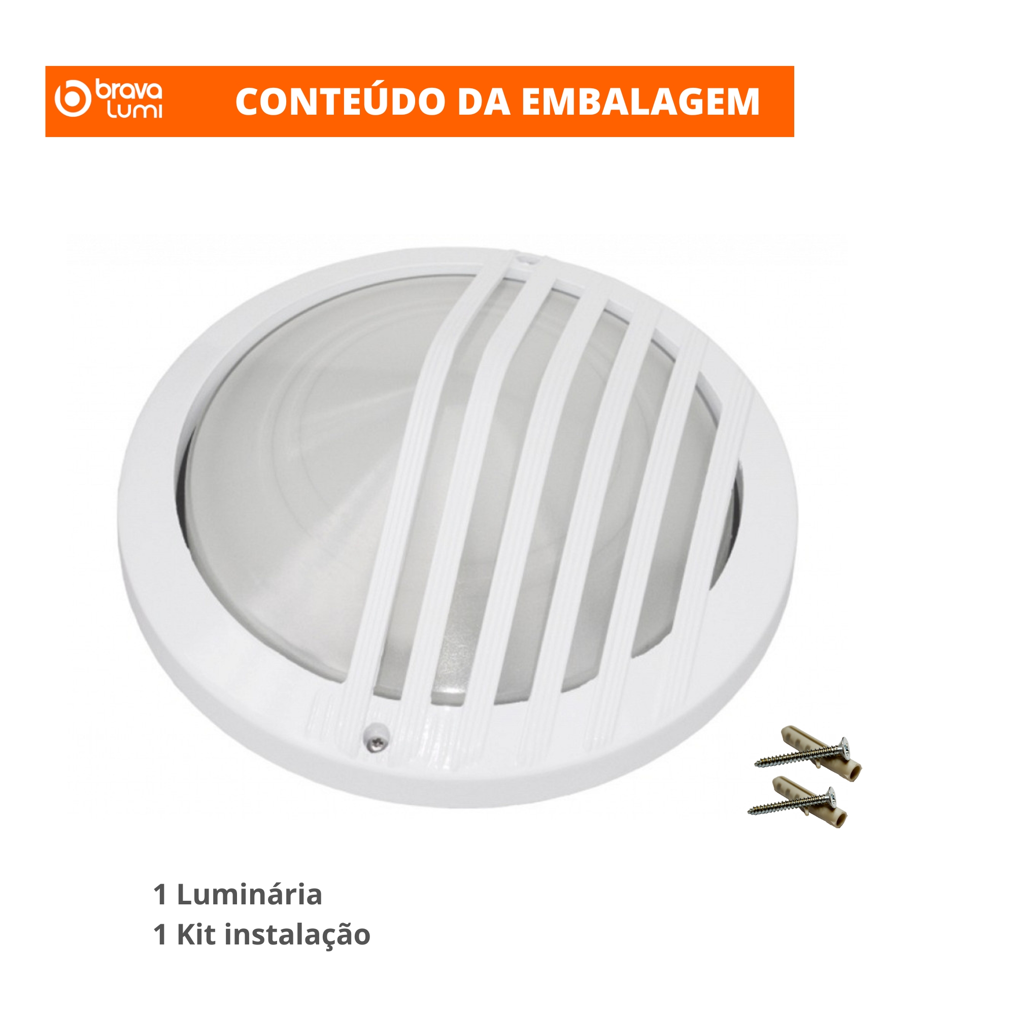 Arandela Taschibra Tartaruga TTC02 Alumínio C/ Lâmpada E27 Bivolt 6500K Luz Fria