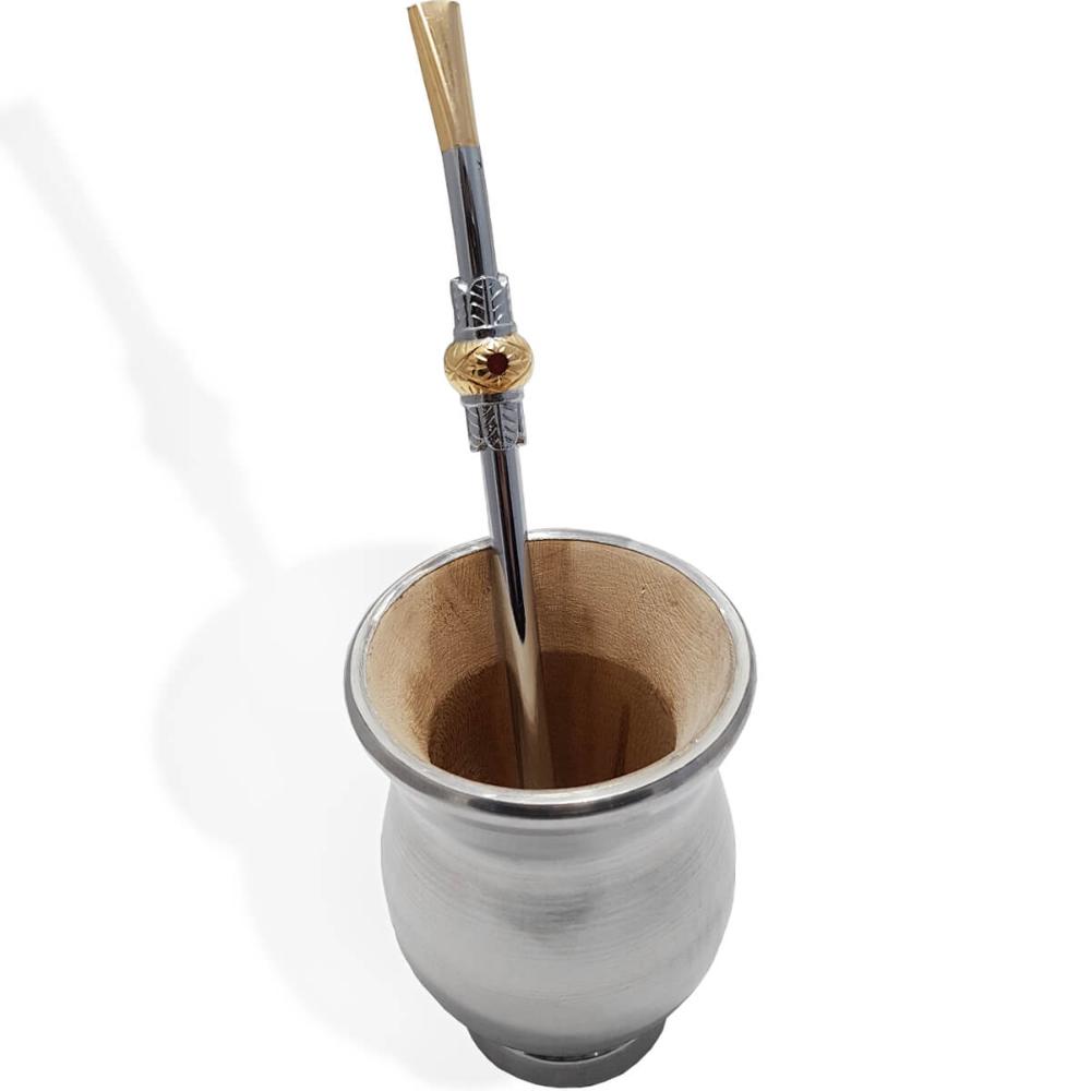 Kit Cuia E Bomba De Bojo 21cm Metal Chimarrão Mate Terere