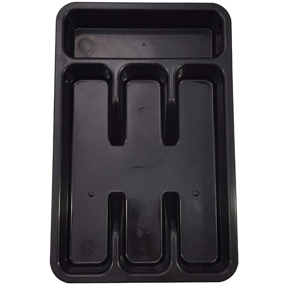 Porta Separador Quatro Divisor De Talher Organizador Gaveta Preto