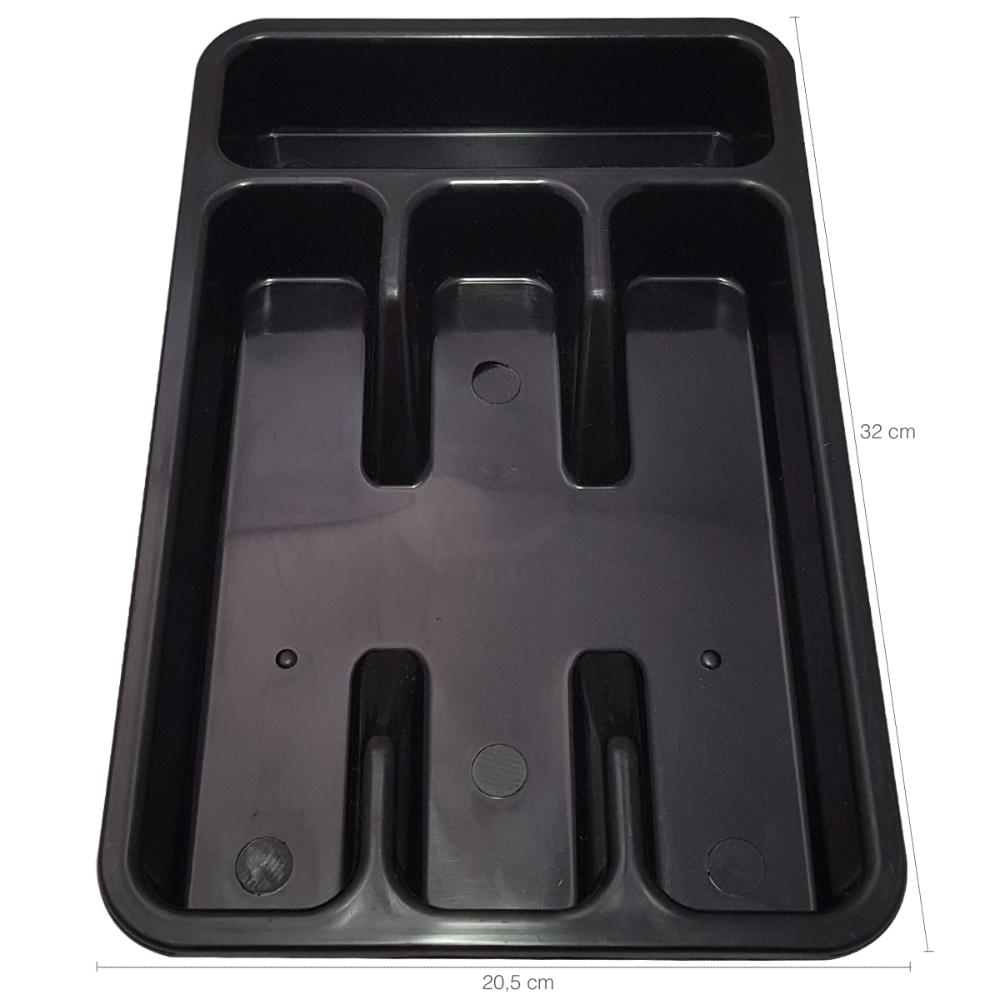 Porta Separador Quatro Divisor De Talher Organizador Gaveta Preto