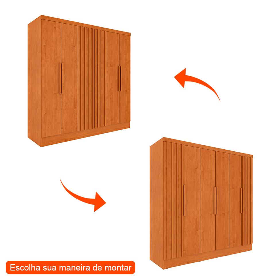 Guarda-Roupa Casal Itaperuna 6 Portas 4 Gavetas Cinamomo