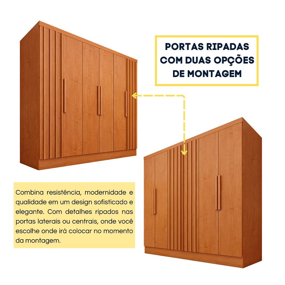 Guarda-Roupa Casal Itaperuna 6 Portas 4 Gavetas Cinamomo