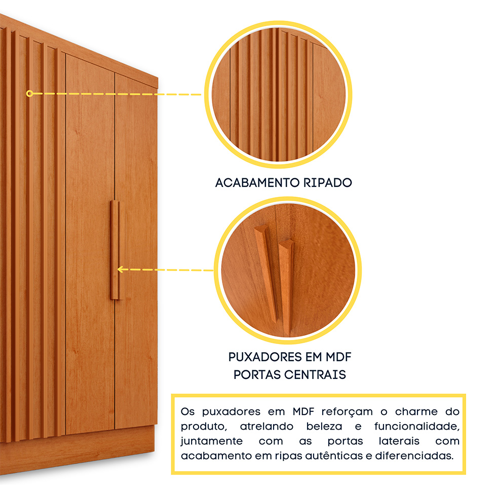 Guarda-Roupa Casal Itaperuna 6 Portas 4 Gavetas Cinamomo