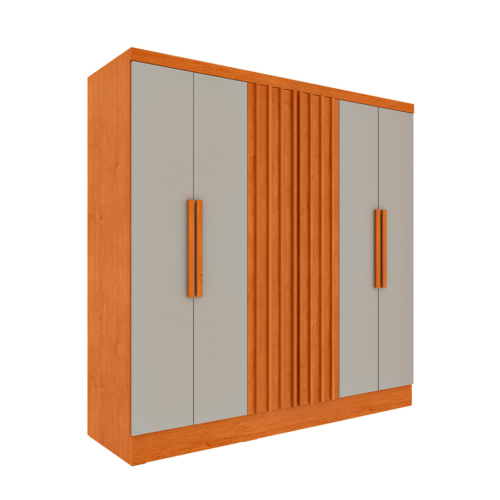 Guarda-Roupa Casal Itaperuna 6 Portas 4 Gavetas Cinamomo e Off White