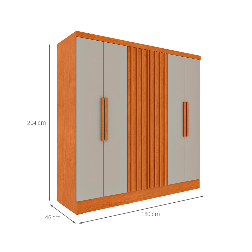 Guarda-Roupa Casal Itaperuna 6 Portas 4 Gavetas Cinamomo e Off White