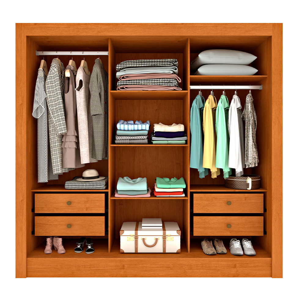 Guarda-Roupa Casal Ripado com Espelho Paraty Flex 3 Portas 4 Gavetas Cinamomo e Off White