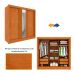 Guarda-Roupa Casal Ripado com Espelho Paraty Flex 3 Portas 4 Gavetas Cinamomo e Off White