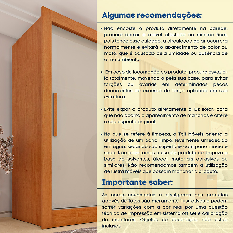 Guarda-Roupa Casal Ripado com Espelho Paraty Flex 3 Portas 4 Gavetas Cinamomo e Off White